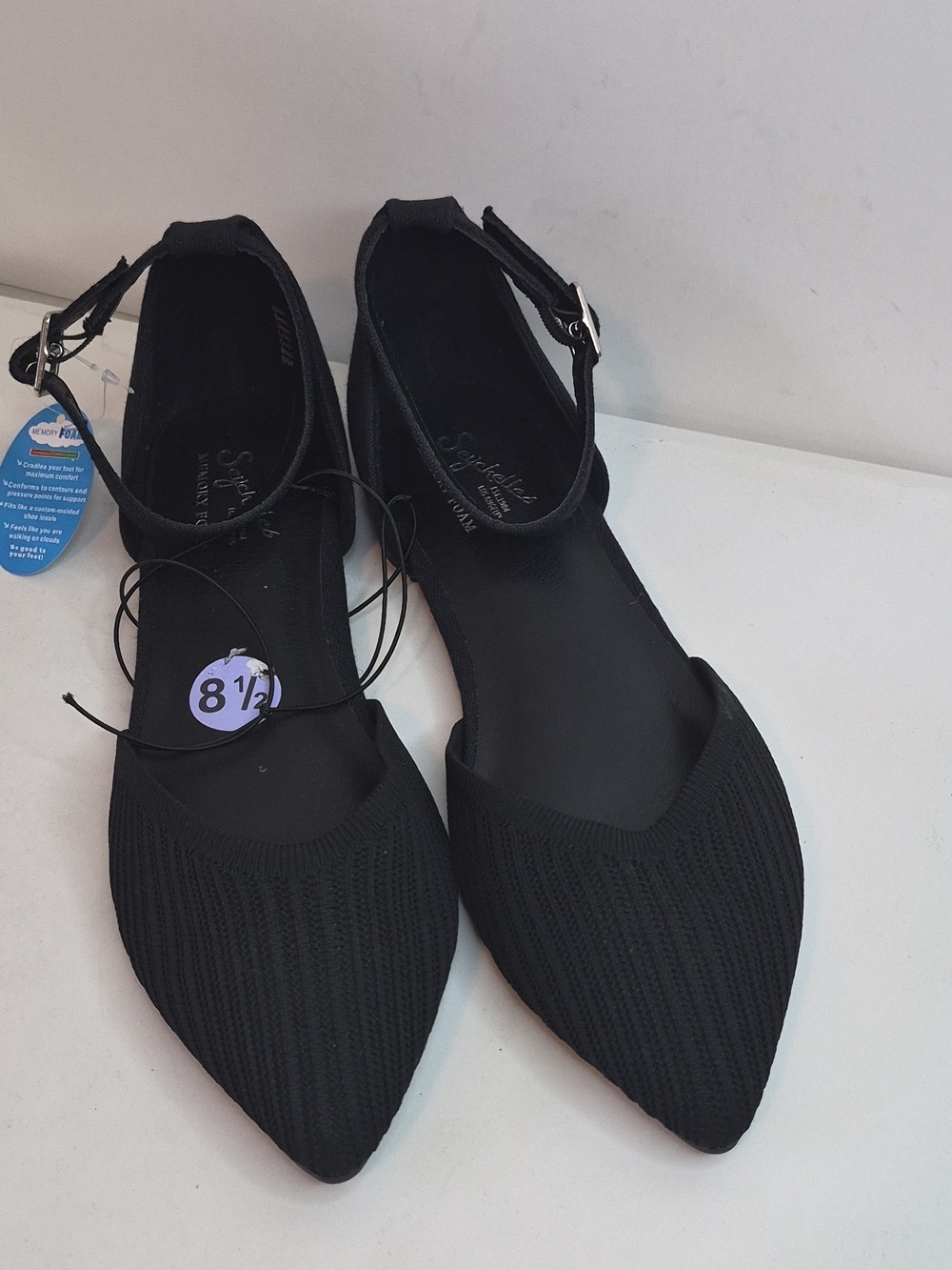 Seychelles Women's Black Pointed Toe Ankle Strap Flats Size 8.5M NWOB